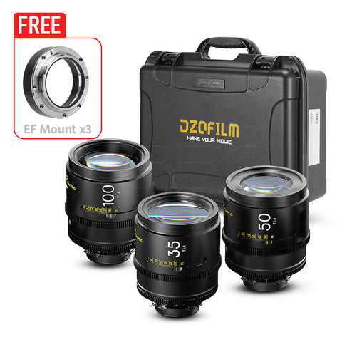 DZOFILM ARLES Super Speed 3-Lens Bundle Set Vista Vision cinema prime lens PL&EF Mount Customisable 3-Lens Set