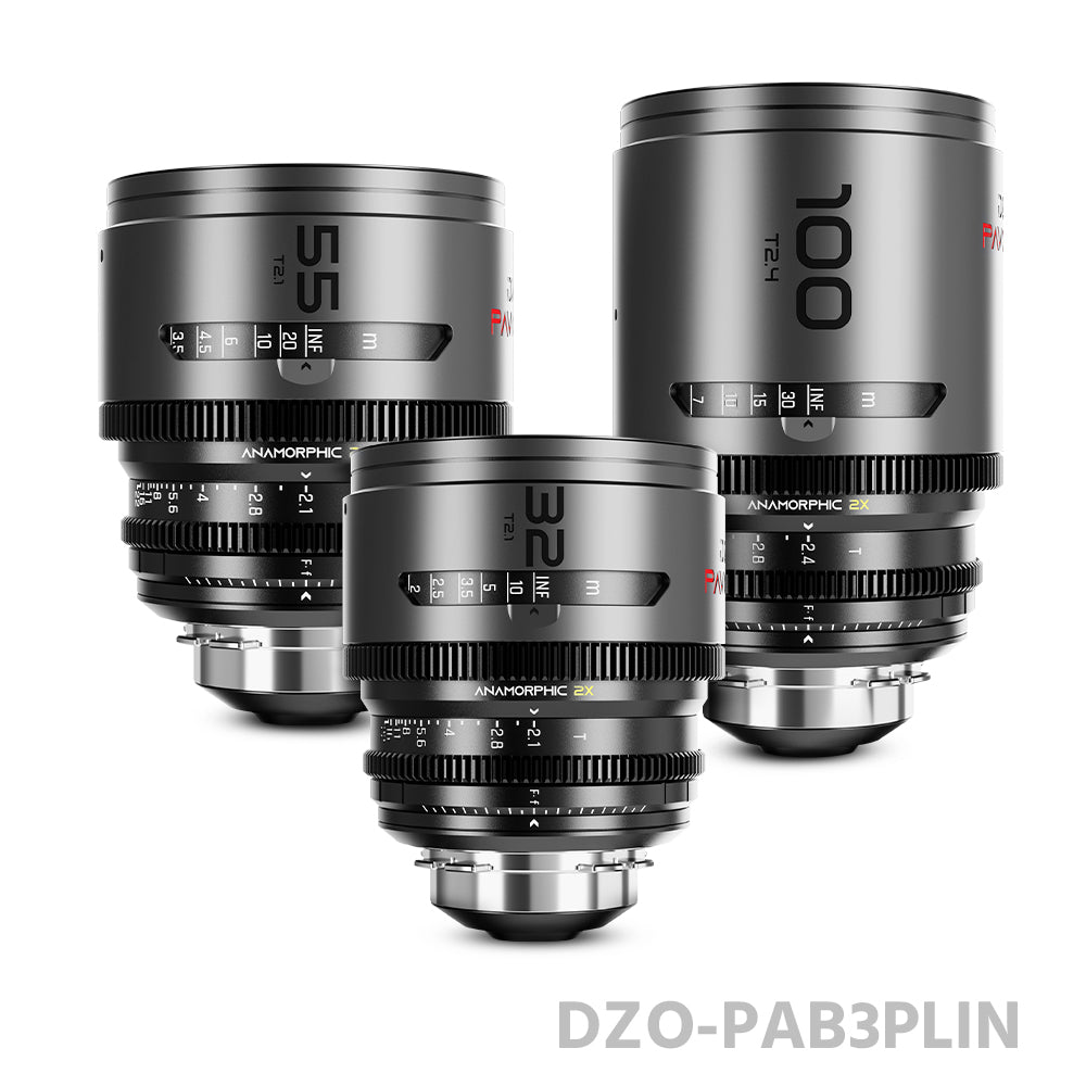 DZOFILM 32/55mm T2.1 & 100mm T2.4 Pavo 2x anamorphic Prime Cine Lens B Set PL&EF mount