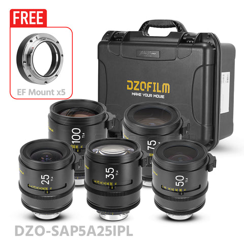 DZOFILM ARLES Super Speed 5-Lens Bundle Set A Vista Vision cinema prime lens PL&EF Mount