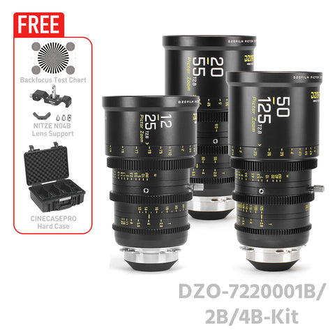 DZOFILM Pictor Zoom 3 Lens Bundle 12-25mm + 20-55mm + 50-125mm T2.8 (PL&EF interchangeable Mount, Black)