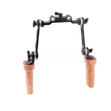 CGPro Dual Wooden Handgrip With ARRI Rosette Extension Arm & 15mm Railblock For DLSR Camera Shoulder Rig Rosette Handles - CINEGEARPRO